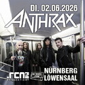 Eins von nur zwei Deutschlandkonzerten: .rcn präsentiert ANTHRAX, Di. 02.06.2026, Nbg. Löwensaal