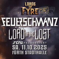FÜRSTLICHE VERLOSUNG: LORDS OF FYRE - FEUERSCHWANZ + LORD OF THE LOST, SA. 11.10.2025, Fürth, Stadthalle