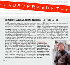 FRÄNKISCHE QUIZMEISTERSCHAFTEN @ HIRSCH ROCK EDITION AUSVERKAUFT!