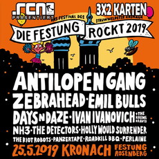 MONTAG EINSENDESCHLUSS: .rcn präsentiert: DIE FESTUNG ROCKT 2019, SA. 25.05.2019, KRONACH - FESTUNG ROSENBERG