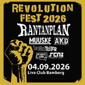 Heute, Mittwoch 02.09.2026 Einsendeschluss: .rcn präsentiert: REVOLUTION FEST 2026, FR. 04.09.2026, Live Club - Bamberg
